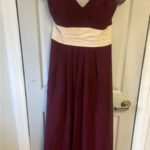 Elegant Burgundy and Cream Evening Dress